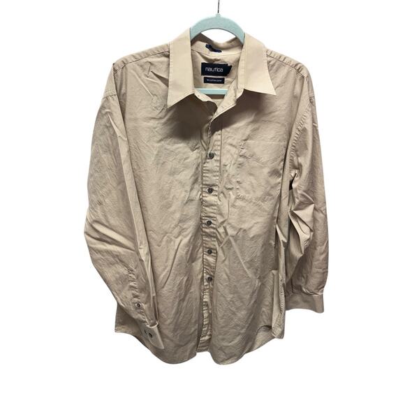 Vintage Nautica Men's Cotton Button Up‎ Shirt 17 34/35 Classic Career Business - Picture 1 of 15